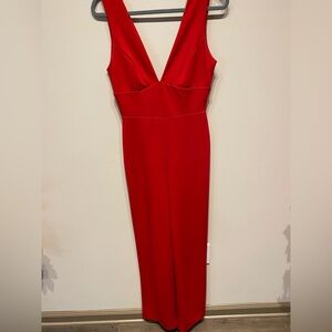 Bright red long jumpsuit